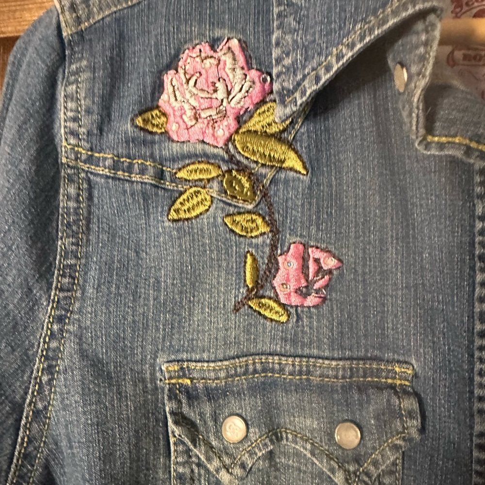 Embroidered Denim Jean Jacket - Picture 3 of 5